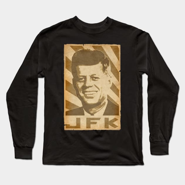 JFK Retro Propaganda Long Sleeve T-Shirt by Nerd_art